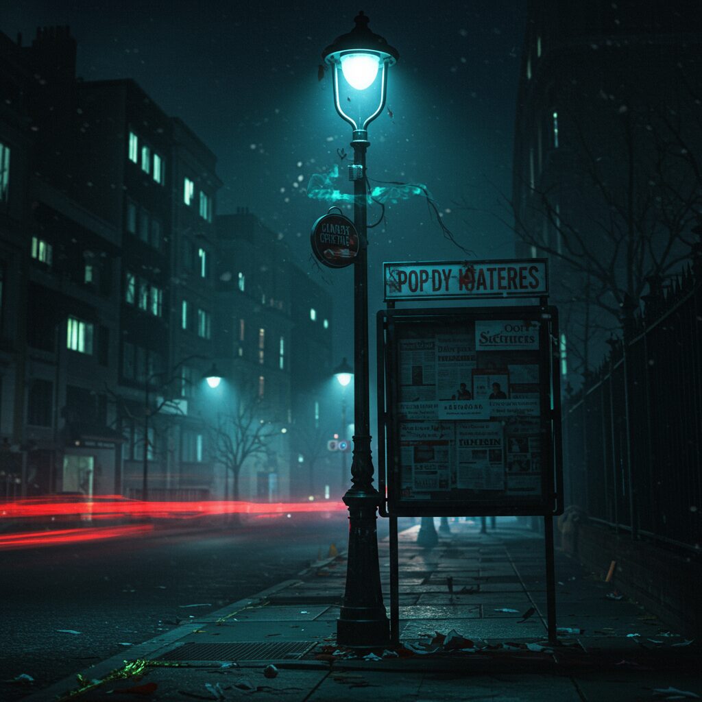 A surreal urban fantasy scene where everyday objects exhibit supernatural properties and endanger characters.